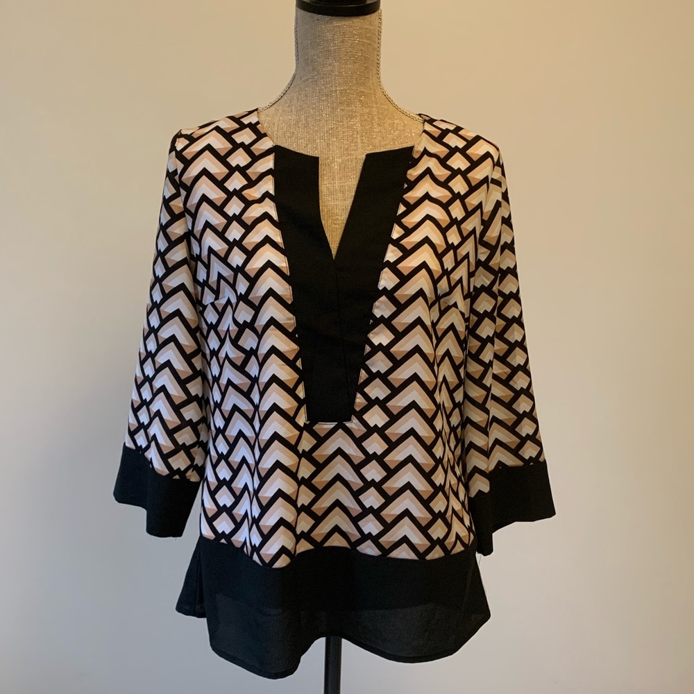Black and Tan Patterned Tunic
